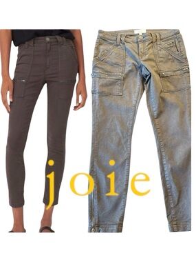 Joie Khaki Green Park Skinny Zipper Mid-Rise Ankle Pants (27x27)